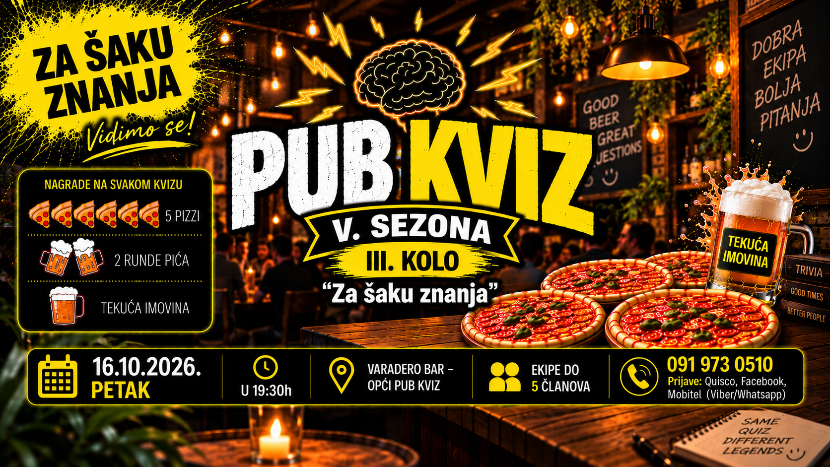 Za šaku znanja - JESENSKO ZIMSKI OPĆI PUB QUIZ