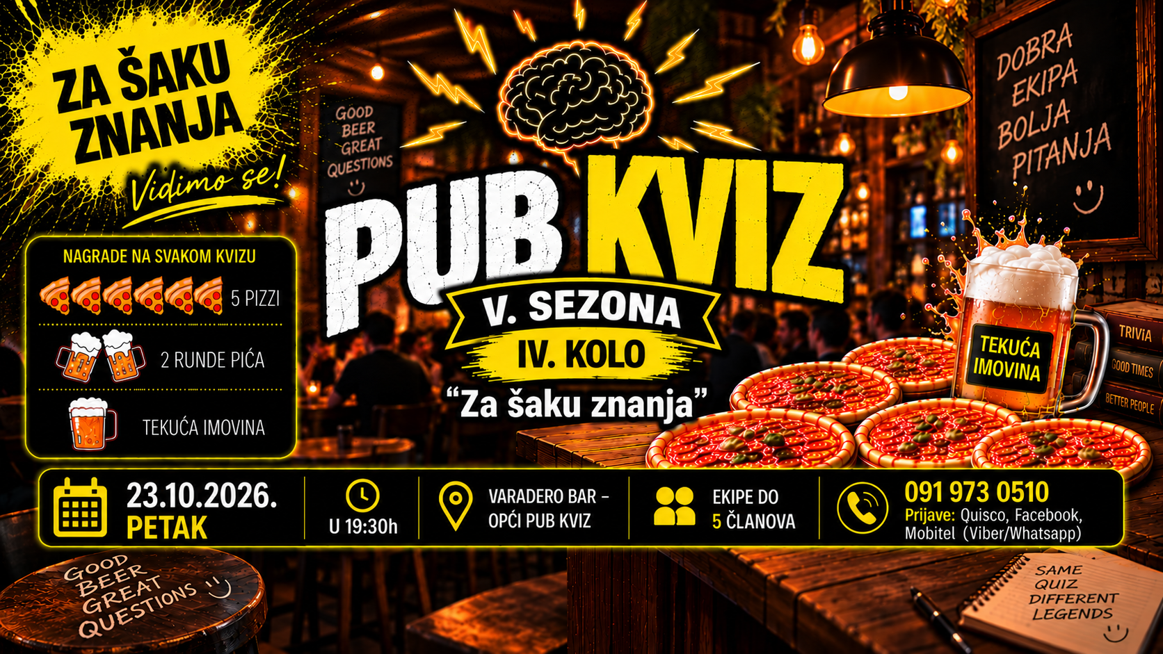 Za šaku znanja - ZIMSKO PROLJETNI OPĆI PUB KVIZ